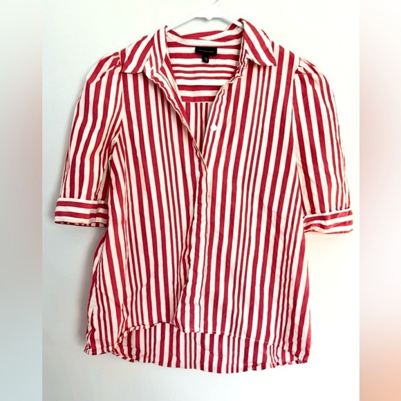 Who What Wear Red Striped Button Down Shirt - Picture 2 of 5